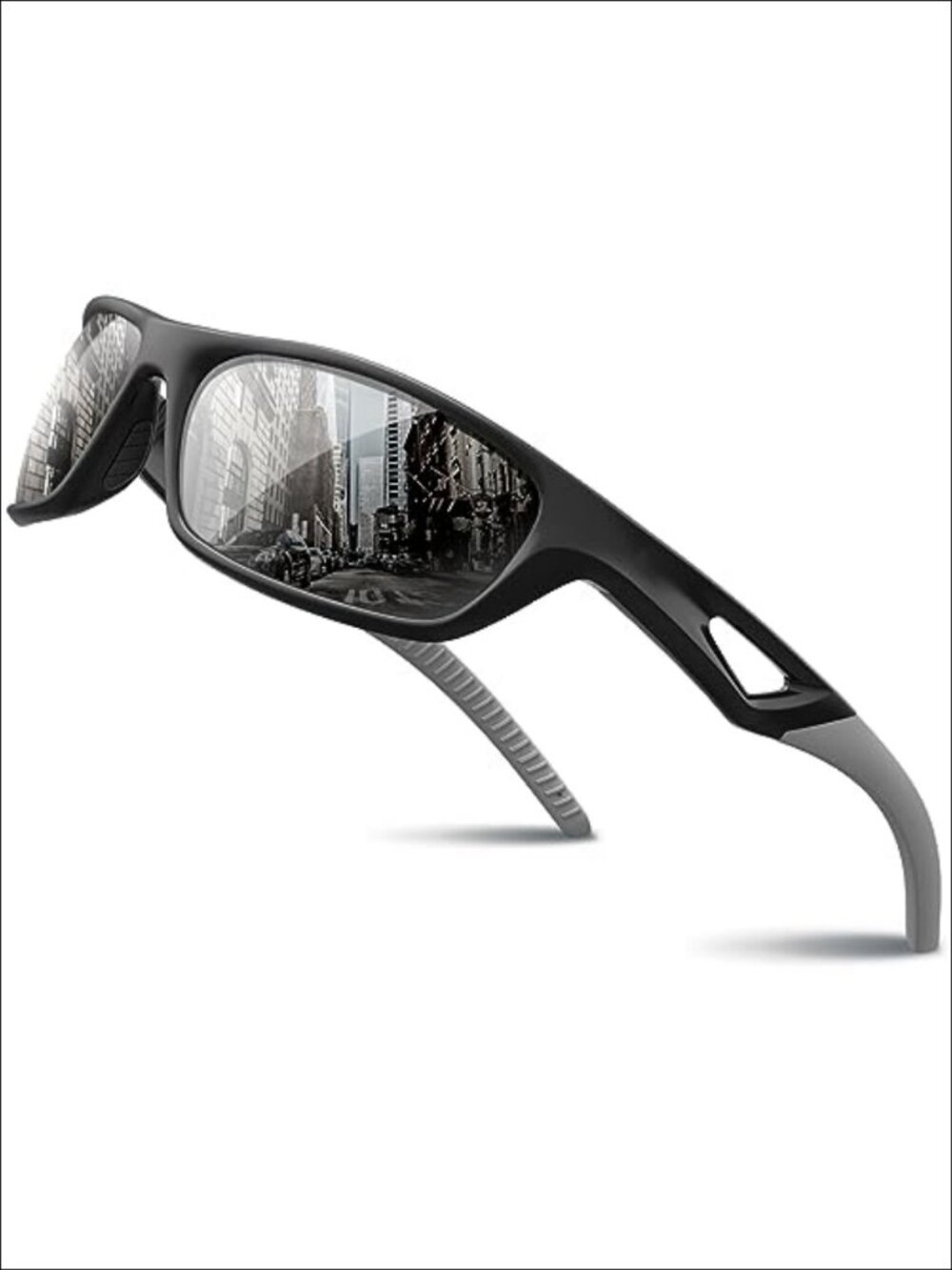 Polarized Sports Sunglasses UV400 Rectangular Wrap Around for Driving Cycling